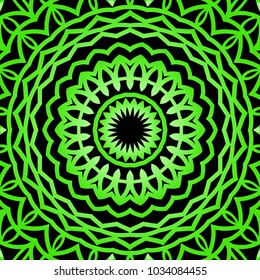 Flower pattern. Black, green color ornament. Vector illustration