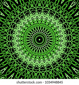 Flower pattern. Black, green color ornament. Vector illustration