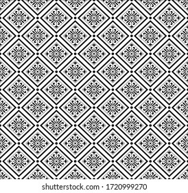 Flower pattern black with square geometry, Seamless vector with background color white.