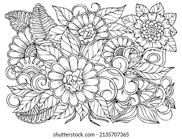 Flower pattern in black and white. Can use for print , coloring and card design