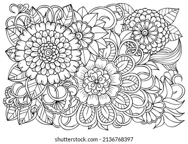 Flower pattern in black and white. Can use for print , coloring and card design