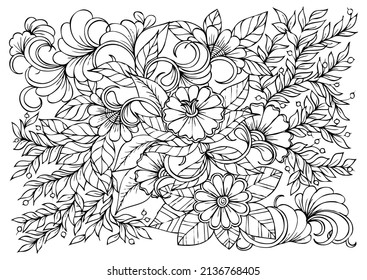 Flower pattern in black and white. Can use for print , coloring and card design