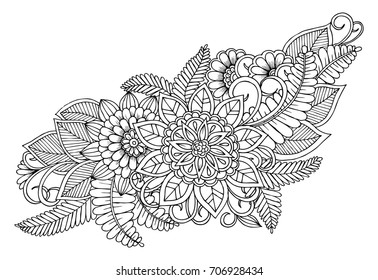 Flower pattern in black and white. Can use for print , coloring and card design