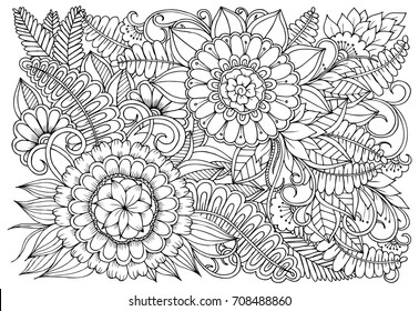 Flower pattern in black and white. Can use for print , coloring and card design