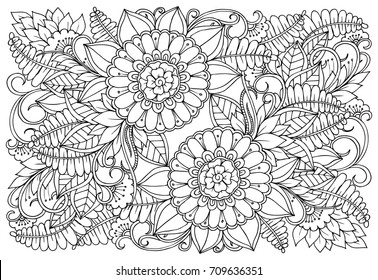 Flower pattern in black and white. Can use for print , coloring and card design