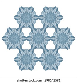 Flower pattern blue delicate colors. The similarity of rock crystal and ice snowflakes.