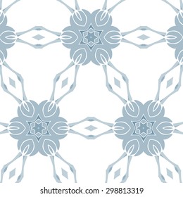 Flower pattern blue delicate colors. The similarity of rock crystal and ice snowflakes.