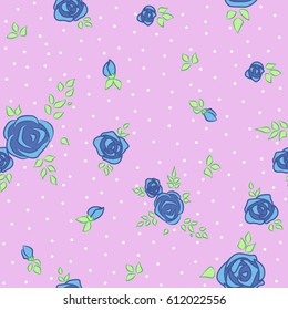 Flower pattern with blue roses