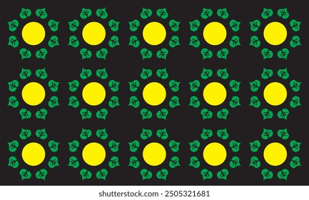 patrón de flores, patrón de hojas de Bo verde y amarillo, patrones de Vector, patrón de árbol de buda