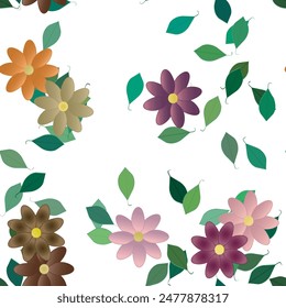 Patrón de flores, ramo de flores, Arte vectorial, Vector sin costuras, textura de fondo, acuarela de flores, fondos de la naturaleza, forma de hoja, hoja aislada, fondo floral, fondo abstracto