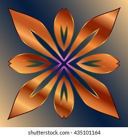 Flower pattern of brown and golden henna on beige background