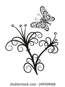 Flower pattern with a butterfly