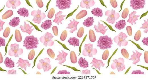 flower pattern. chrysanthemums, tulips, alstroemeria.