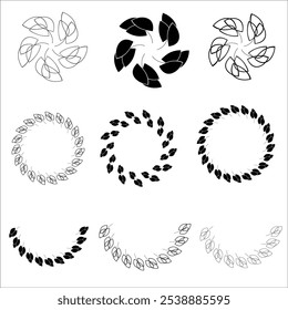 Flower Pattern Circle Design with Diverse Floral Shapes Ideal for Border Frame and Decorative Elements in Nature-Inspired