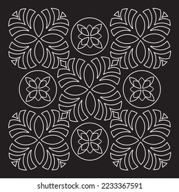 Flower Pattern Circle Oriental Symbol -Symmetry - Energy Black and White