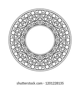 Flower pattern in a circle .Ornament in a circle, vector.
