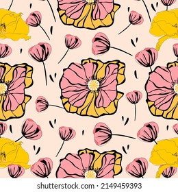 flower pattern. colorful flower background,Spring season concept background design.flower Seamless pattern