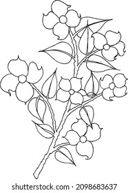 Blumenmuster für ein Farbbuch, mit einem kurvenreichen Doodle von Blättern. Der Mehndi-Stil. Schwarz-Weiß-einfarbige Textur. Vektorgrafik