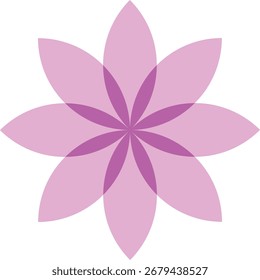 Patrón de flores creado a partir de ocho pétalos de lavanda y ocho pétalos púrpura Pequeños sobre un fondo transparente