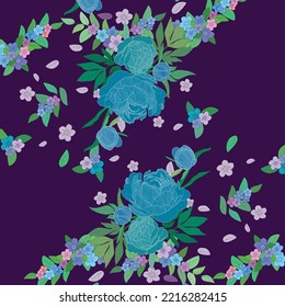 Blumenmuster dunkle Retro-bunter Deco