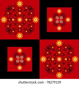 flower pattern with decorative curl square background