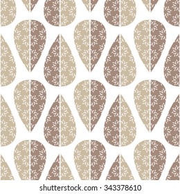 Flower pattern, decorative leaves seamless vector background.