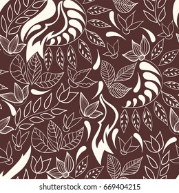 Flower pattern. Pattern depicting doodle flowers and leaves.