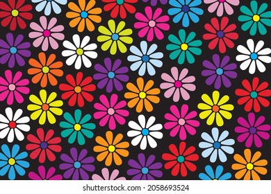 Flower pattern design in black background