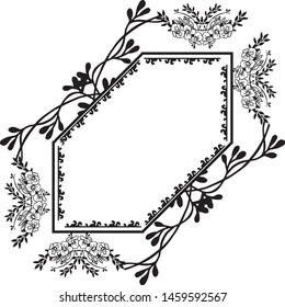 Flower pattern design, decoration wreath frame, greeting card and invitation card. Vector