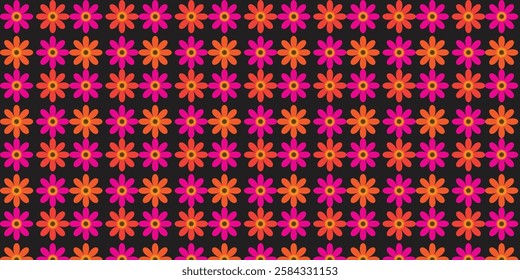 Flower pattern design isolate on black background. Pattern design, Vector pattern