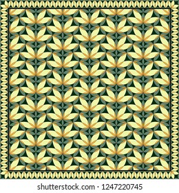 Flower Pattern Design for print on silk neck scarf, kerchief, pillow, bandana, carpet.