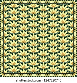 Flower Pattern Design for print on silk neck scarf, kerchief, pillow, bandana, carpet.