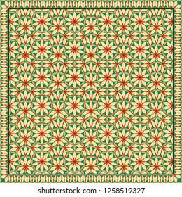 Flower Pattern. Design for print on silk neck scarf, kerchief, pillow, bandana, carpet.