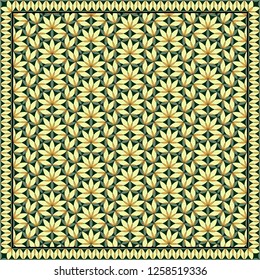 Flower Pattern. Design for print on silk neck scarf, kerchief, pillow, bandana, carpet.