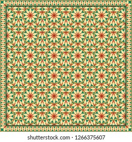 Flower Pattern. Design for print on silk neck scarf, kerchief, pillow, bandana, carpet.