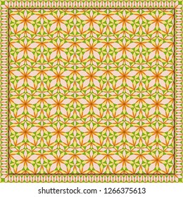 Flower Pattern. Design for print on silk neck scarf, kerchief, pillow, bandana, carpet.