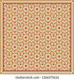 Flower Pattern. Design for print on silk neck scarf, kerchief, pillow, bandana, carpet.