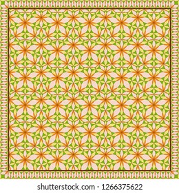 Flower Pattern. Design for print on silk neck scarf, kerchief, pillow, bandana, carpet.