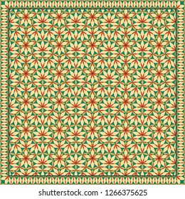 Flower Pattern. Design for print on silk neck scarf, kerchief, pillow, bandana, carpet.