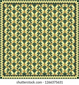 Flower Pattern. Design for print on silk neck scarf, kerchief, pillow, bandana, carpet.