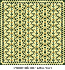 Flower Pattern. Design for print on silk neck scarf, kerchief, pillow, bandana, carpet.