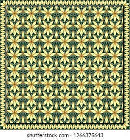 Flower Pattern. Design for print on silk neck scarf, kerchief, pillow, bandana, carpet.