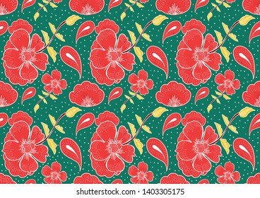 flower pattern design red green