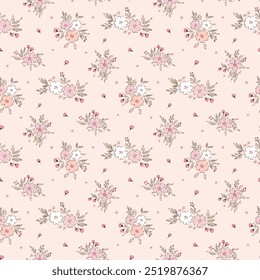 Flower pattern. Ditsy floral seamless pattern. Small little flower background. Repeat pattern. Ditsy print. Botanic surface design. Ditsy floral flower pattern for fashion, fabric, wrapping, decor