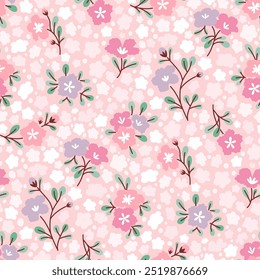 Flower pattern. Ditsy floral seamless pattern. Small little flower background. Repeat pattern. Ditsy print. Botanic surface design. Ditsy floral flower pattern for fashion, fabric, wrapping, decor