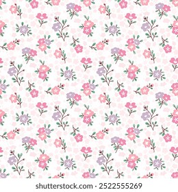 Flower pattern. Ditsy floral seamless pattern. Small little flower background. Repeat pattern. Ditsy print. Botanic surface design. Ditsy floral flower pattern for fashion, fabric, wrapping, decor