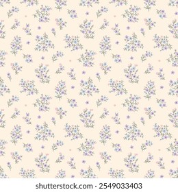 Flower pattern, ditsy floral seamless pattern. Small little flower background. Repeat pattern. Ditsy print. Liberty style, surface design. Ditsy floral for fashion, texture, fabric, wrapping, decor