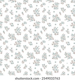 Flower pattern, ditsy floral seamless pattern. Small little flower background. Repeat pattern. Ditsy print. Liberty style, surface design. Ditsy floral for fashion, texture, fabric, wrapping, decor