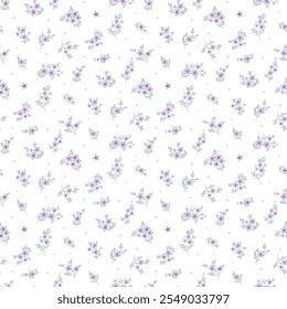 Flower pattern, ditsy floral seamless pattern. Small little flower background. Repeat pattern. Ditsy print. Liberty style, surface design. Ditsy floral for fashion, texture, fabric, wrapping, decor