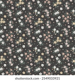 Flower pattern, ditsy floral seamless pattern. Small little flower background. Repeat pattern. Ditsy print. Liberty style, surface design. Ditsy floral for fashion, texture, fabric, wrapping, decor